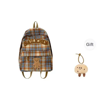 KAMLUI Woolen Backpacks Backpack Unisex Blue Orange/Beige Coffee Plaid/Red Blue Plaid/Coffee Blue Plaid/Khaki Plaid