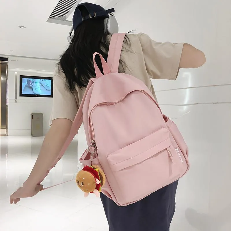 BUBM Nylon Backpack Regular Unisex Black/Ecru/Khaki/Light Yellow/Neon Green/Pink-2