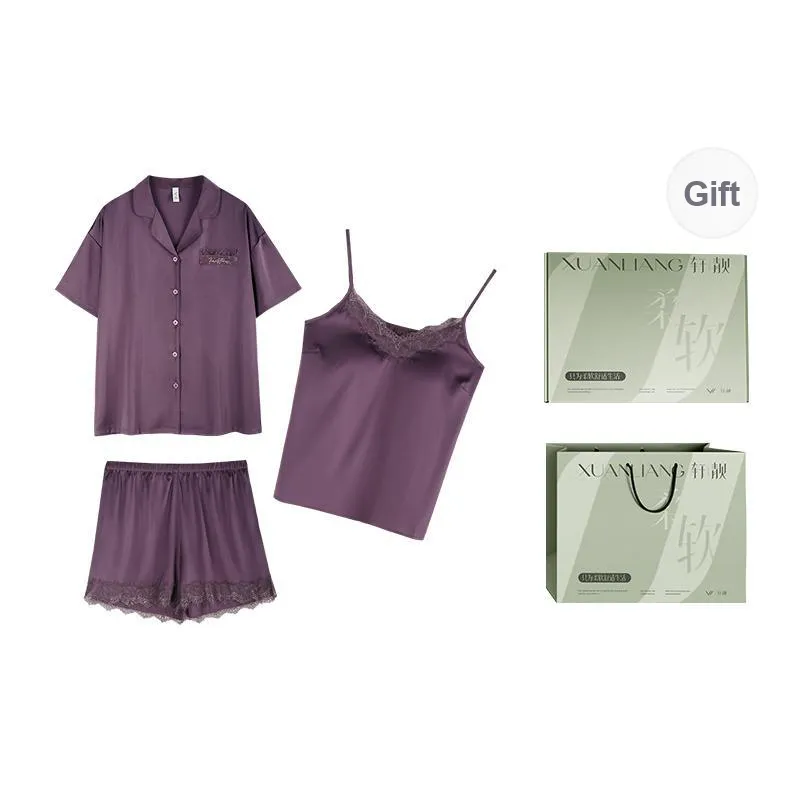 Xuan Liang Pajama Set Women's Gift Box Set Dark Purple-0