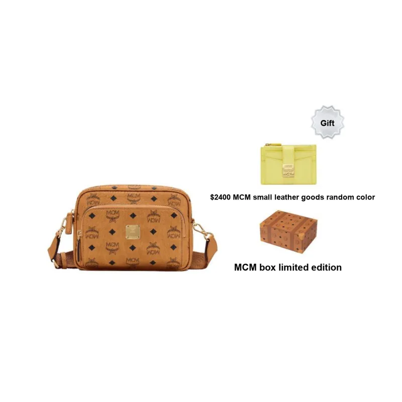 【関税&送料込】Mcm Printed Canvas Small Aren Clutch MCM Aren Small Canvas Crossbody Bag Cognac - POIZON