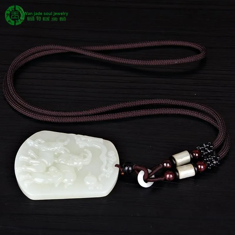 WANYUHUN Hetian Jade Pendants White Jade Unisex-3