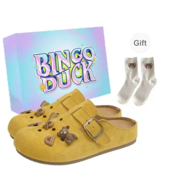 BINGO DUCK Slip Resistant Closed Toe Slippers Women's Yellow