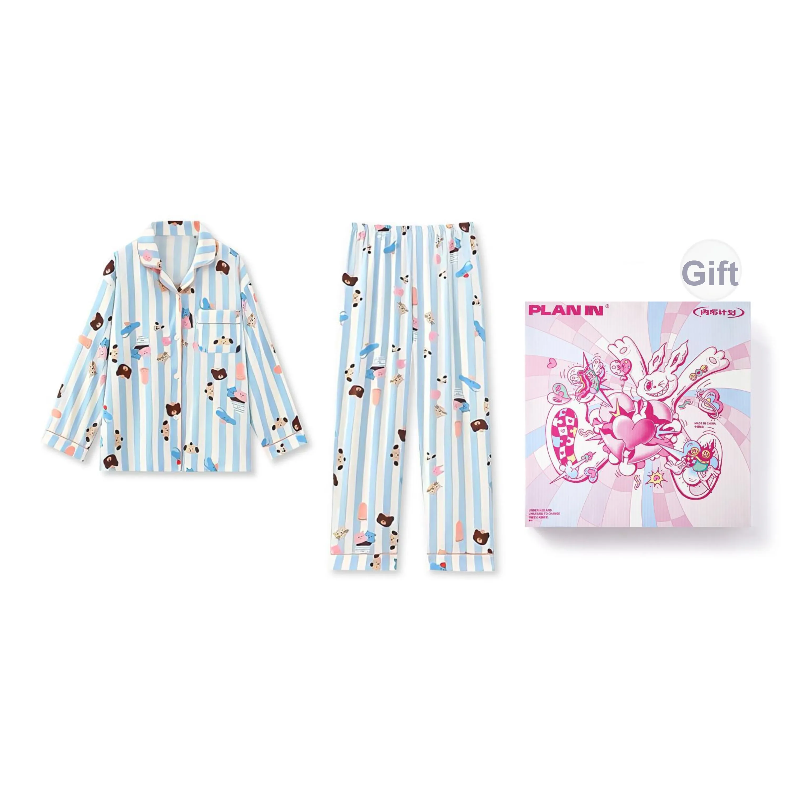 PLAN IN Пижамный комплект женский синий