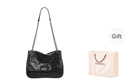 Miao Di Cow Leather Shoulder Bag Women's Obsidian Black