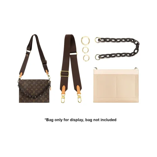 Luxury Care Artisan Workshop Холст Плечевой ремень Золотой Подкладка Через плечо Цепь Аксессуар Сумка Унисекс Коричневый