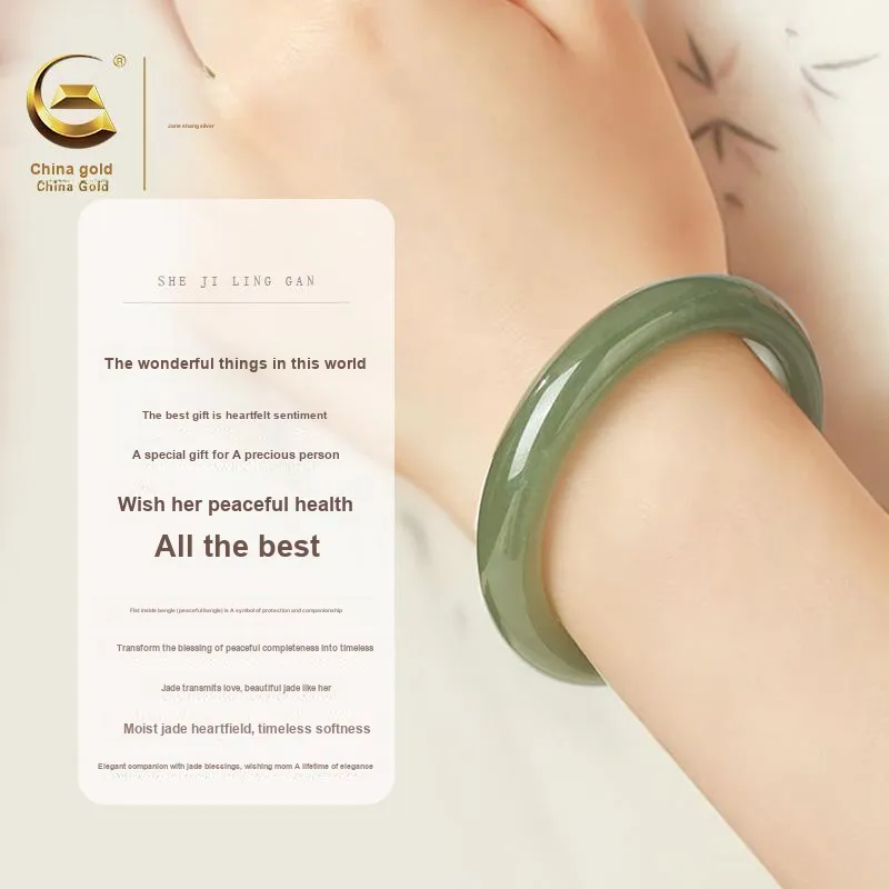 ZSY Hetian Jade Bangles Green Jade Women's-3