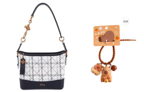 Disney Wool Suede Shoulder Bag Women's Black