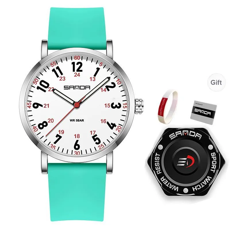 Sanda Quartz Movement Silicone Strap Watch Unisex White Dial-22