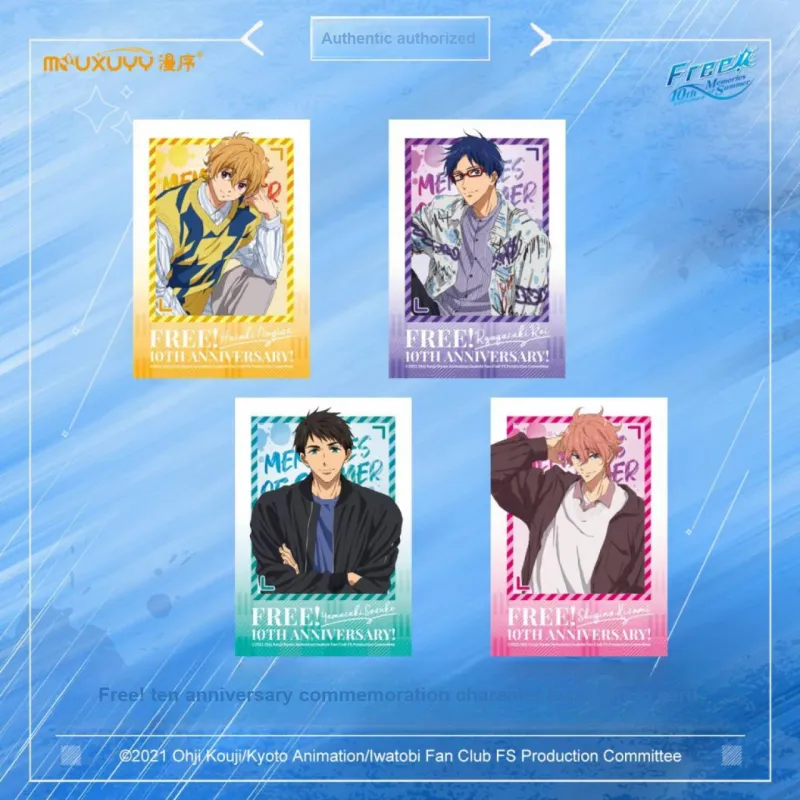 MOUXUYY Makoto Tachibana, Haruka Nanase Free 10th Anniversary Commemoration, Swim Men's Role Laser Photo Cards-3