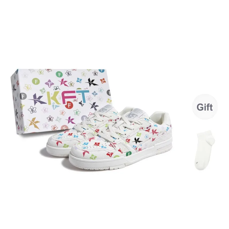 KFT Skateboard Shoes Unisex Low Top White Glaze-0