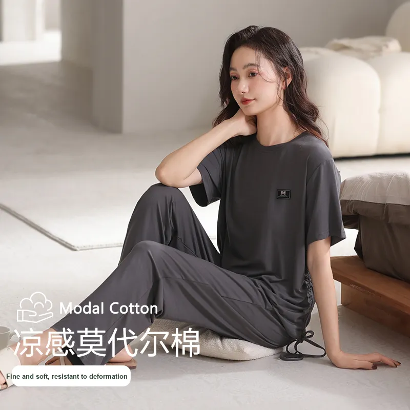 XIA.WA.ZHI.XIU Pajama Set Women's Gift Box Set Dark Gray-2