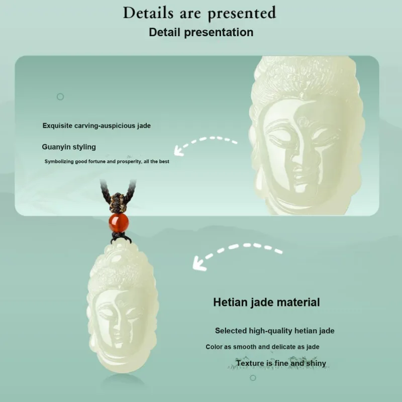 LAOMIAO Hetian Jade Pendants Pale Greenish White Jade Women's-3