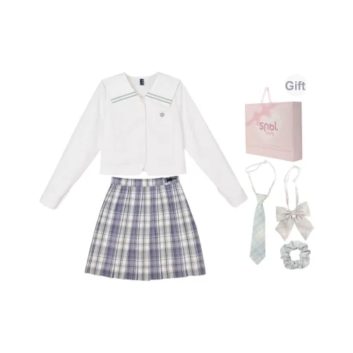 Snbl Клетчатая Юбка + Белая Рубашка Женская Униформа