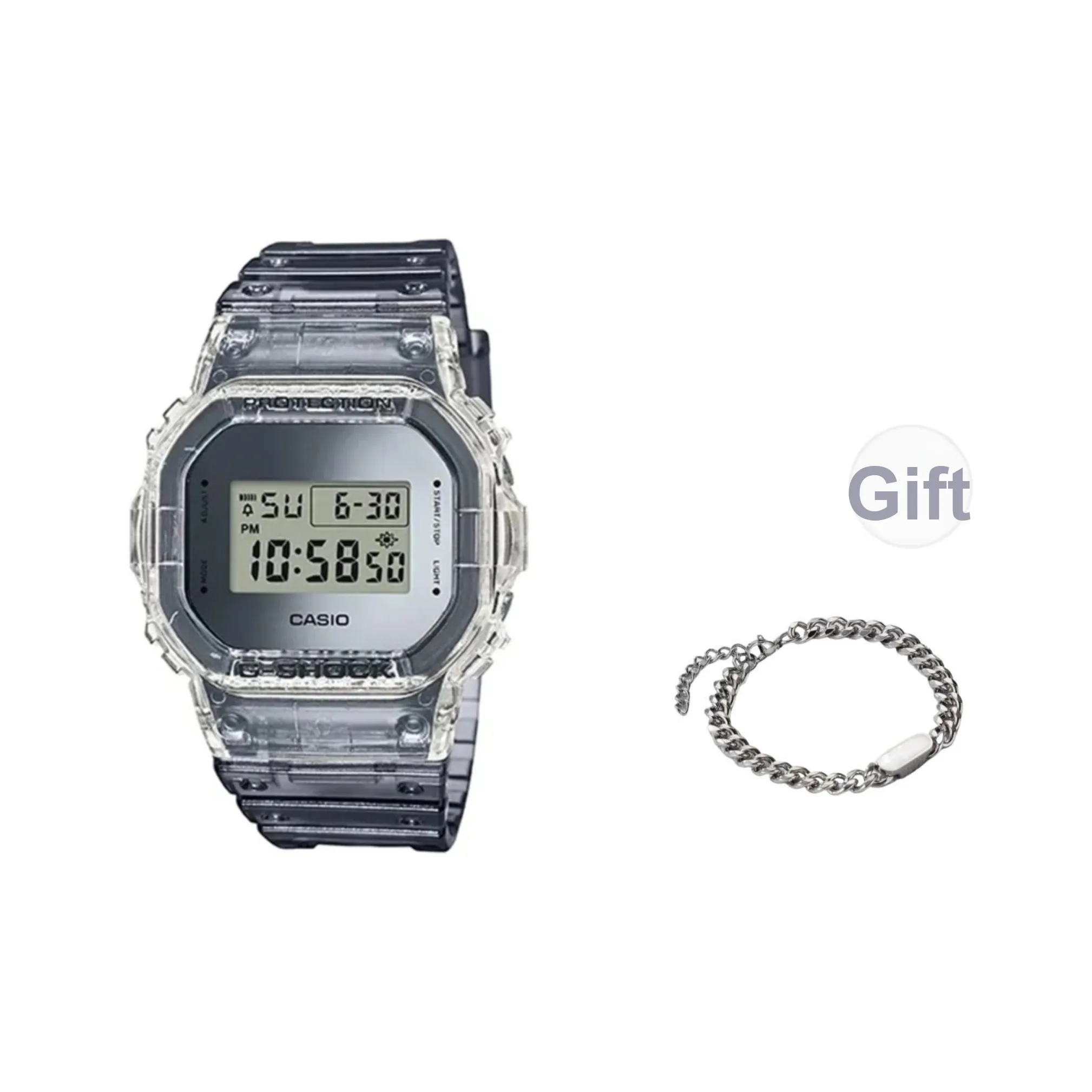 Г Shock Кварцевый механизм Часы Мужские Серебристый циферблат