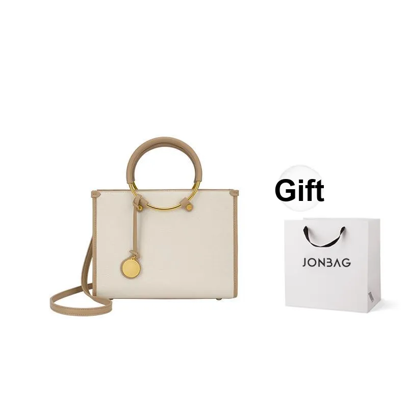 JONBAG Synthetic Leather Ring Pack Shoulder Bag, Crossbody Bag, Handbag Tubas Women's Apricot