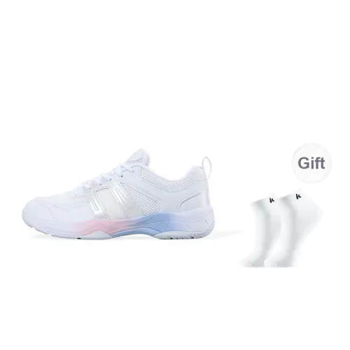 Kawasaki Cushioning Coverage Low Top Badminton Shoes Unisex White Rainbow