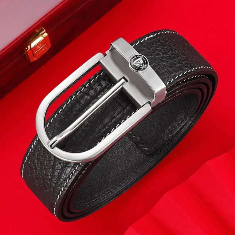 JAGUAR Fashion High Quality Wild Buffalo Leather Thimble Buckle Leather Belts Men's Width 3.4cm-6