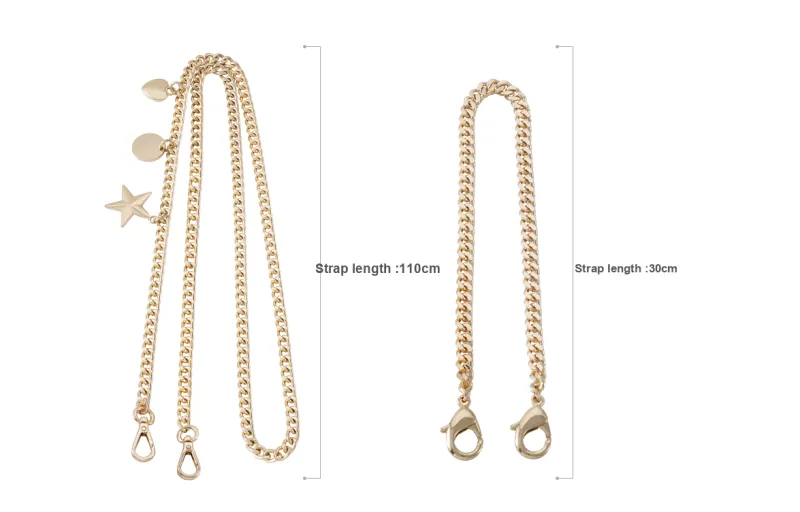 Lan Bao Fan Alloy, Metal Bag Strap Women's Gold Tone-21