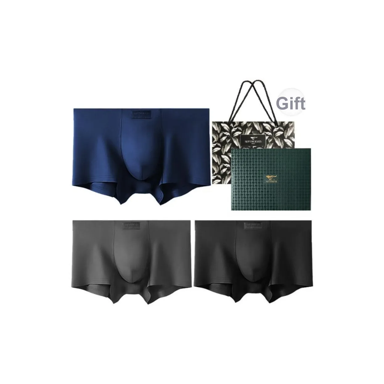 SEPTWOLVES Underwear Gift Box Men's 3 Pack Gift Box Set+Shopping Bag
