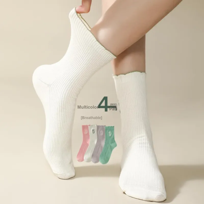 JUNEROSE Mid Calf Socks Women's 4 Pack Multicolor-5