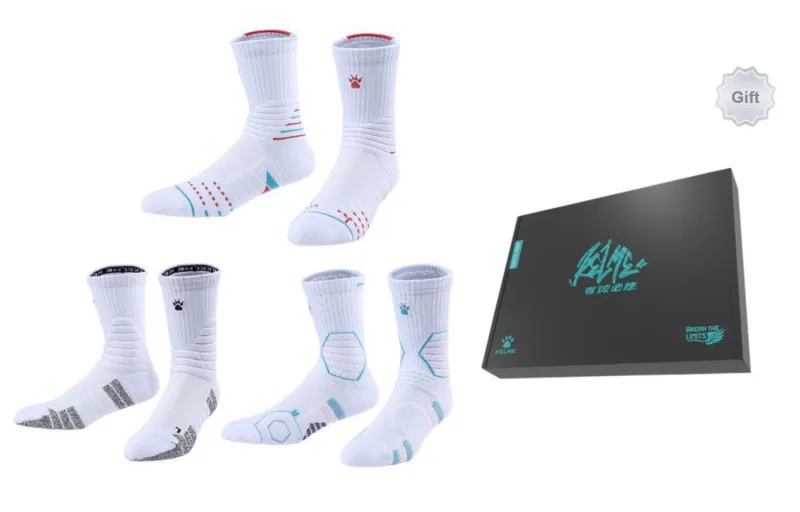 KELME Basketball Socks Unisex 3 Pack, Gift Box Set-0