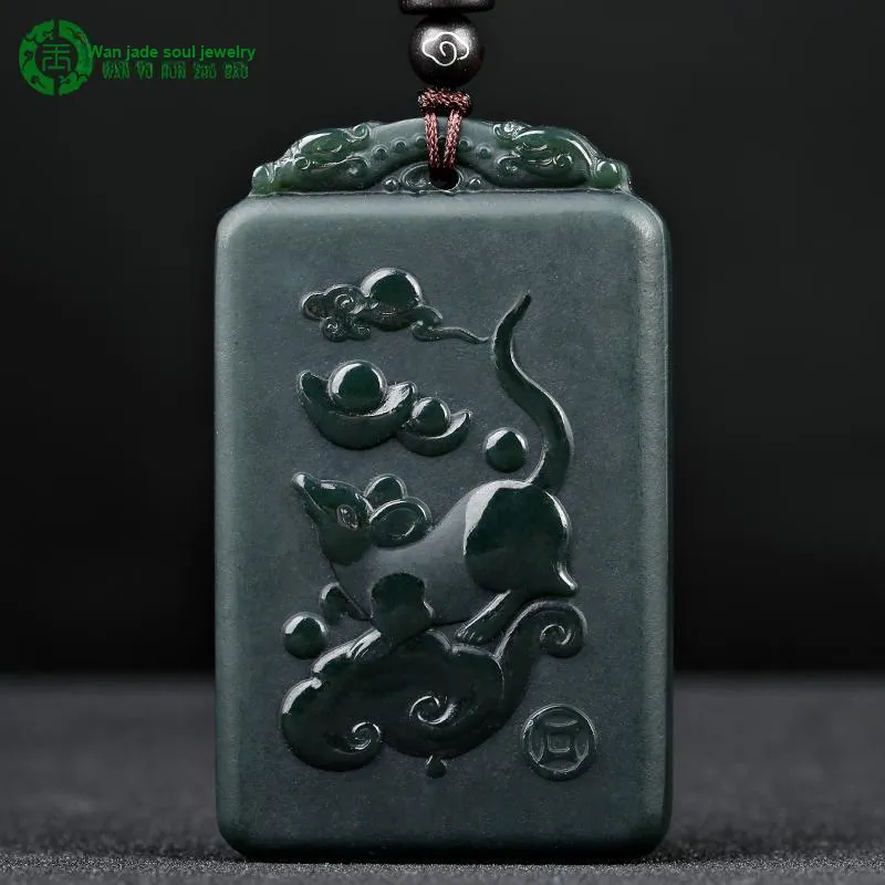 WANYUHUN Hetian Jade Pendants Green Jade Unisex-2