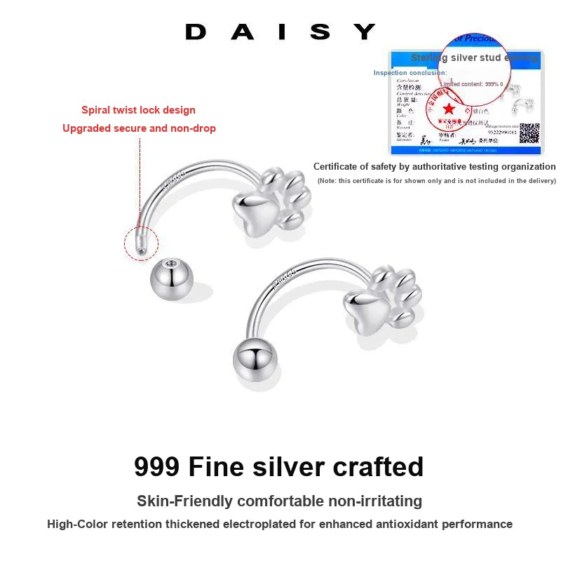 Daisy Dream 999 Fine Silver Earrings Women's-1