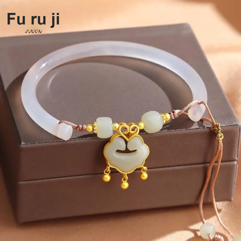 Fu Ru Ji Bangles Pale Greenish White Jade Women's-2