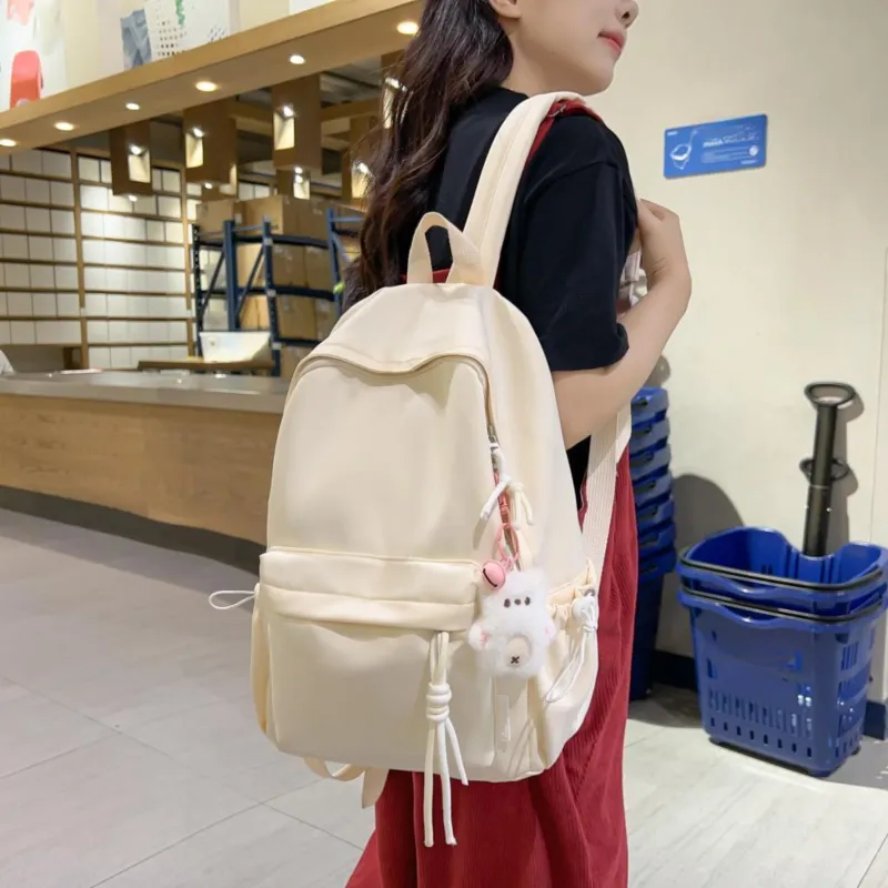 Single Warehouse Nylon Backpack Regular Unisex Black/Yellow/Orange/Green/White/Pink-4