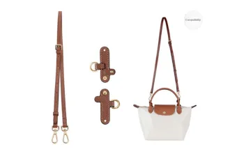 Lan Bao Fan Cow Leather Bag Accessory, Perforated Accessories, Adjustable Strap Bag Strap Cognac