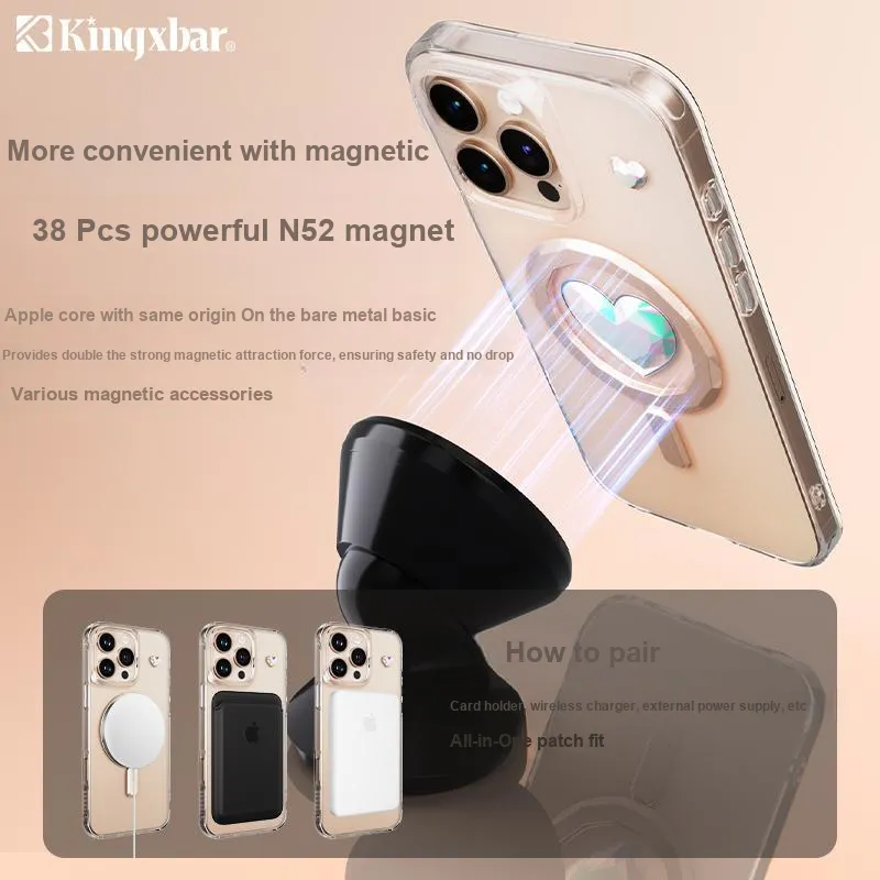Kingxbar TPU Material 3D Effect Heart Magsafe Phone Case Compatible With Apple 16 Collection-2
