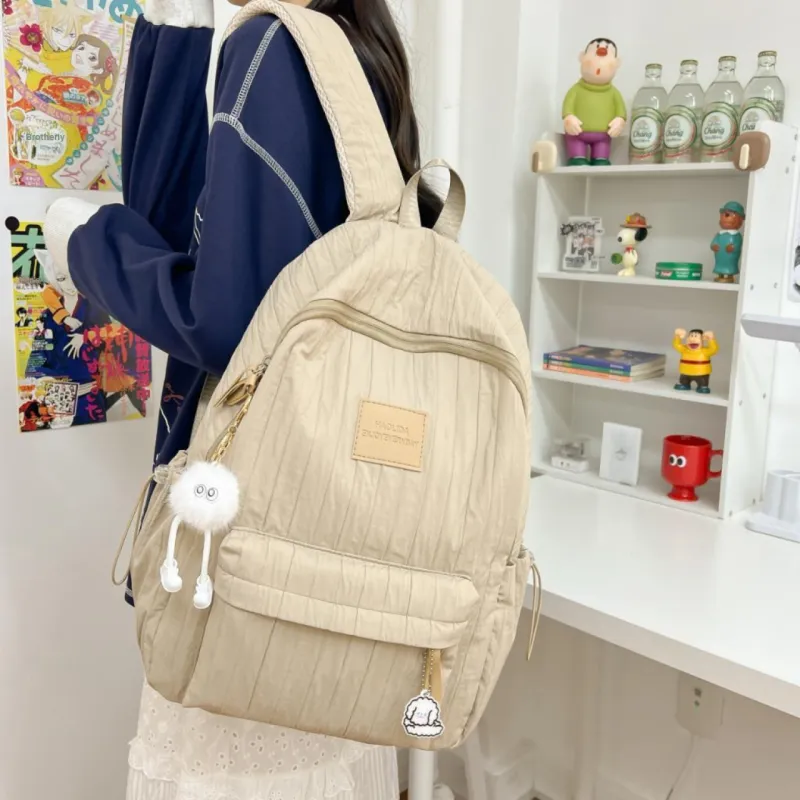 BRABOSTON Composite Cloth Backpack Regular Unisex Ecru/Khaki/Pink/Yellow-10