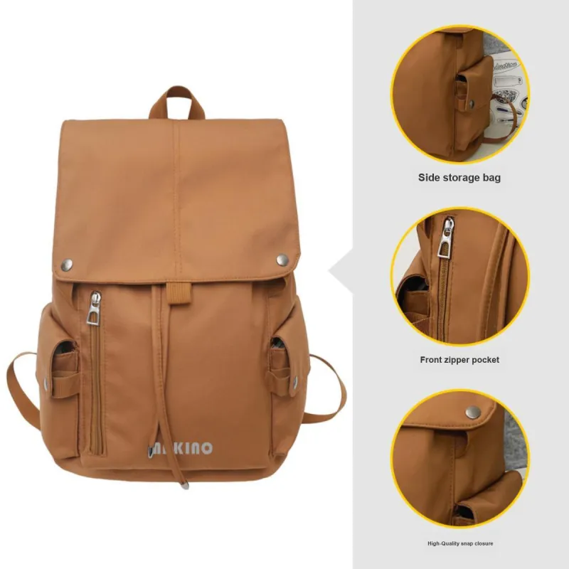 MAKINO Fabric Backpack Unisex Black/Gray/Coffee-14