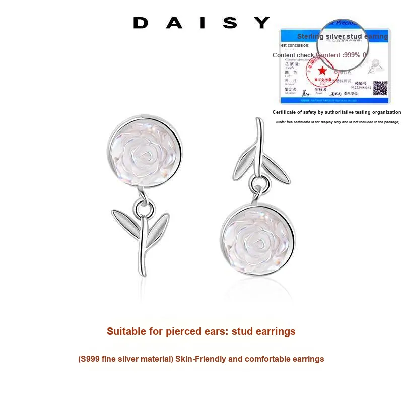 Daisy Dream 999 Fine Silver Earrings Women's-2