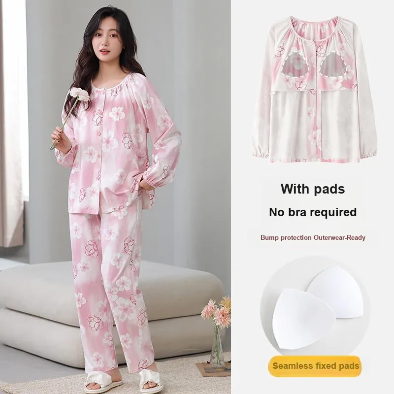 Cotton Gene Pajama Set Women's Pink-1