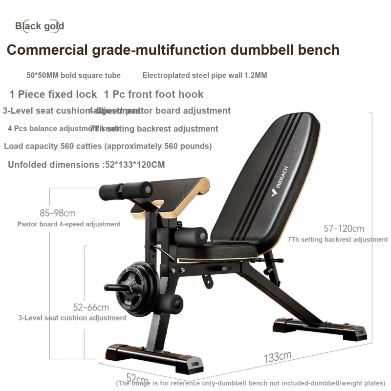MERACH Dumbbell Bench Supine Board Comprehensive Training Equipment Black Thick Steel Pipe Home Use Unisex-12