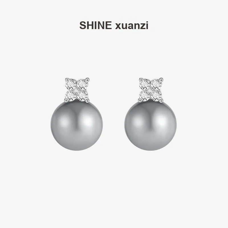 SHINE Ink In The Pearlescent Collection S925 Silver, Zircon, Shell Pearl Earrings Women's-1