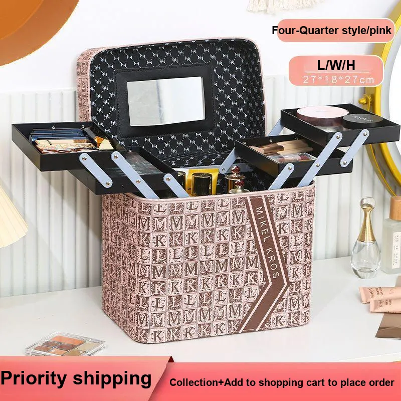 MUYAXUAN Multi Layer Large Capacity Makeup Case Travel Portable Cosmetics Storage-1