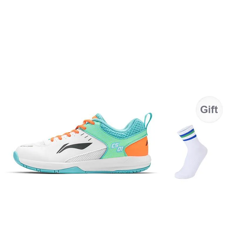 LiNing Feather Rocket Shoe 1.0 Abrasion Resistant, Breathable, Lightweight Low Top Badminton Shoes Unisex White Green-7