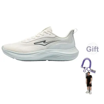Erke Yunyi Cushioning Breathable Rebound Low Top Casual Running Shoes Men's White Light Gray Green