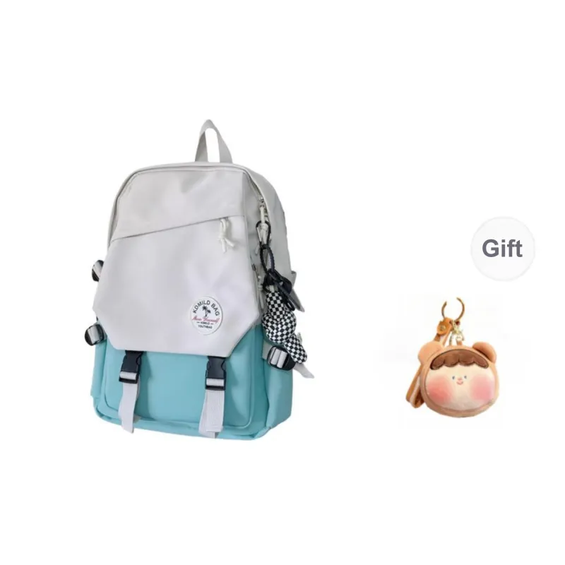 URBAN FOREST Nylon Fabric Backpack Unisex Red/Light Blue/Blue/Dark Blue-3