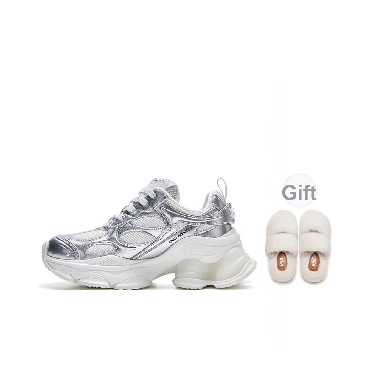 OGR Желе JELLO OG Белый Dessert Обувь Низкий Топ Толстая Подошва Кроссовки Женские Белые Серебряный