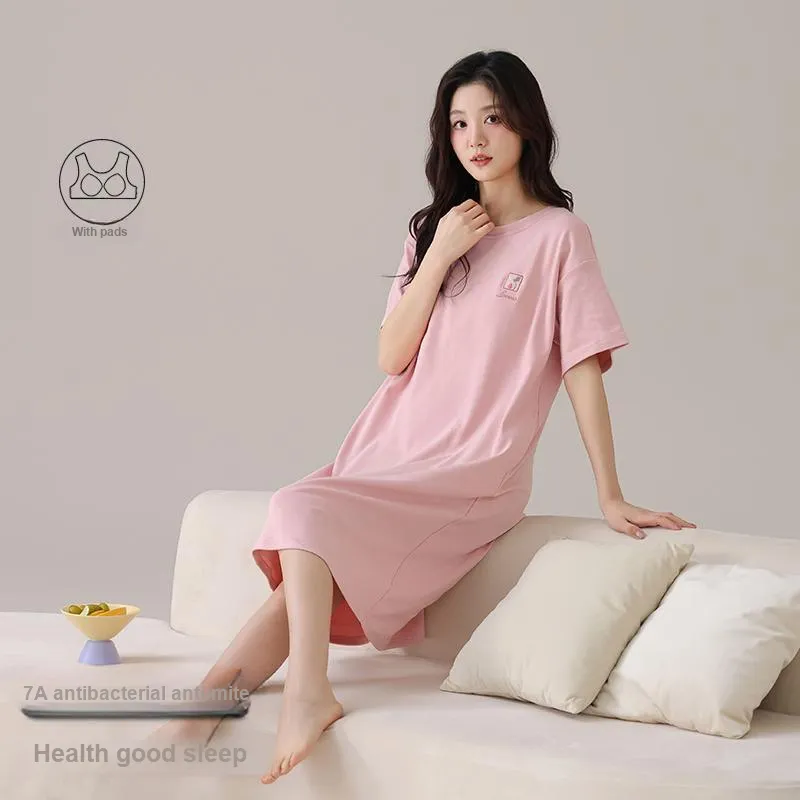 FENTENGCARE Nightgown Women's Pink-5