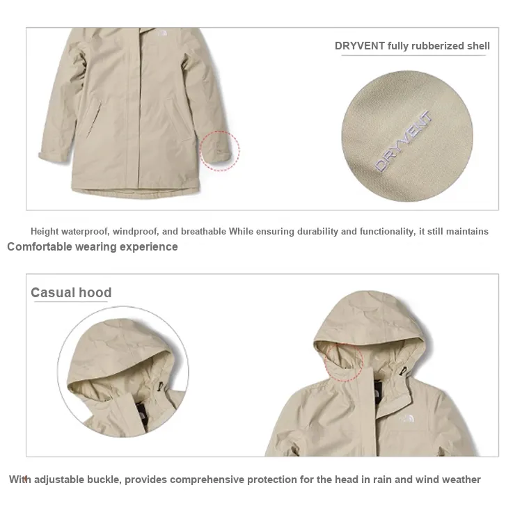 THE NORTH FACE City Outdoor Collection Water Resistant Windproof And Water Repellent Windbreaker Jacket Women's Khaki-4