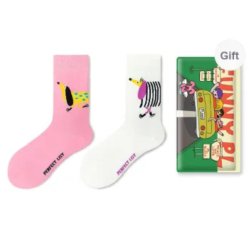 PL Mid Calf Socks Unisex Shopping Bag 2 Pack Mixed Color