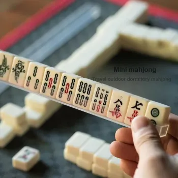 A Little Tide To Play Mini Mahjong, Small Hand Scratched Tiles Fun Dorm & Home Party Board Game