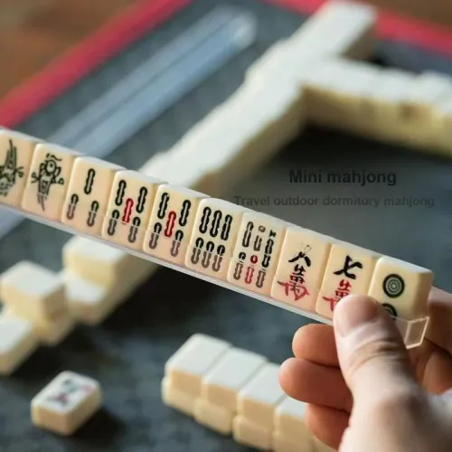 A Little Tide To Play Mini Mahjong, Small Hand Scratched Tiles Fun Dorm & Home Party Board Game