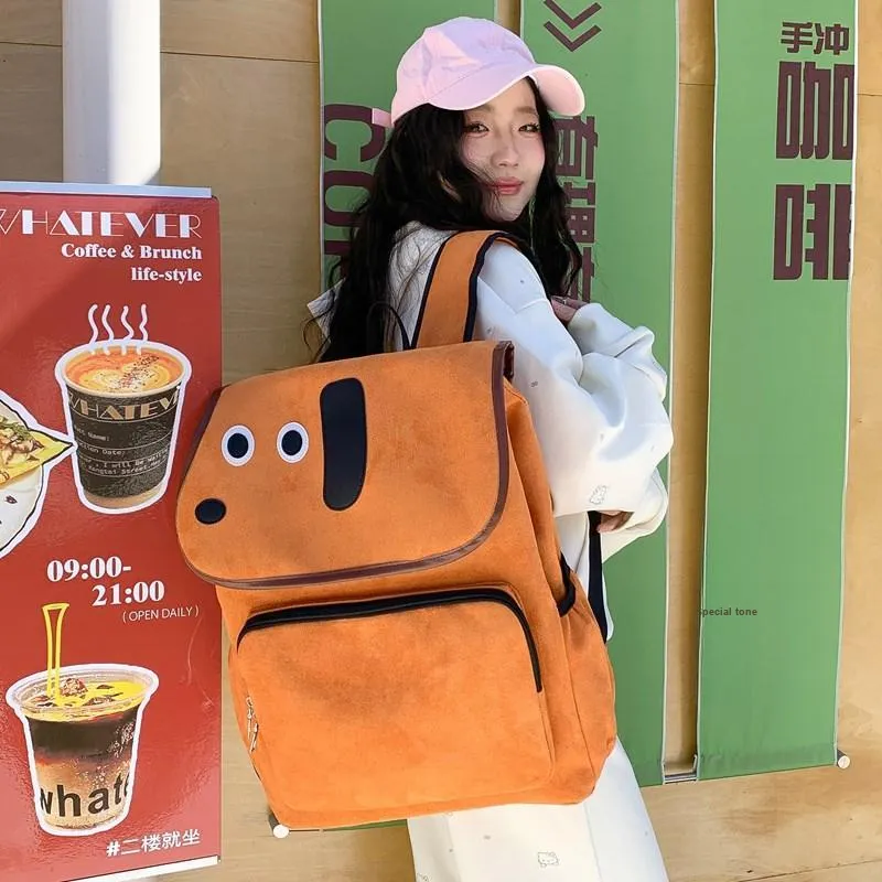 KARUISHA Composite Cloth Backpack Women's Orange Yellow-6
