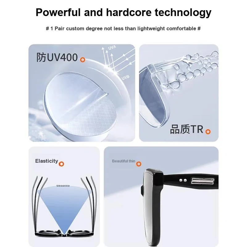 JINGBEI TR/Memory Plastic Plate Frame Square Sunglasses Unisex-3