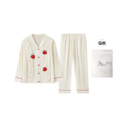 Red Beans At Home Пижамный комплект Женская Сумка для покупок Мягкая Белая